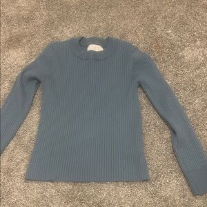 Zara Teal Ribbed Long Sleeve Top